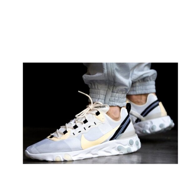 Nike React Element 55 Men's Sneakers Size- 10.5 White/Pale/Vanilla - Picture 2 of 9